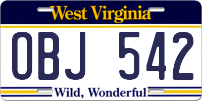 WV license plate OBJ542