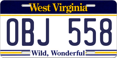 WV license plate OBJ558