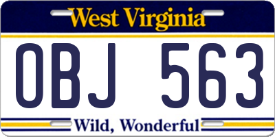 WV license plate OBJ563