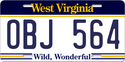 WV license plate OBJ564