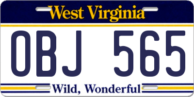 WV license plate OBJ565