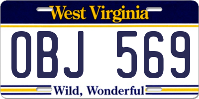 WV license plate OBJ569