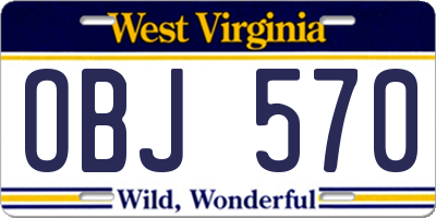 WV license plate OBJ570