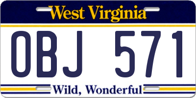WV license plate OBJ571