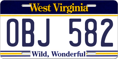 WV license plate OBJ582