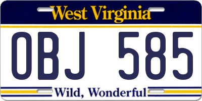 WV license plate OBJ585