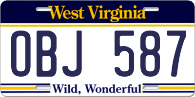 WV license plate OBJ587