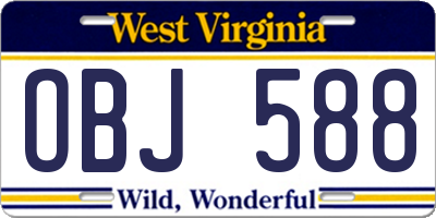 WV license plate OBJ588