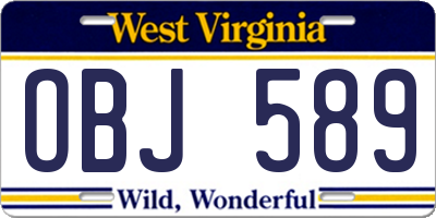 WV license plate OBJ589