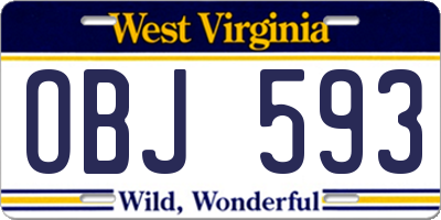 WV license plate OBJ593