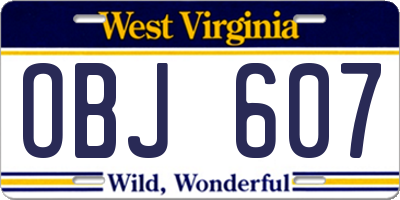 WV license plate OBJ607