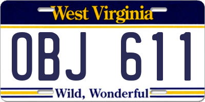 WV license plate OBJ611