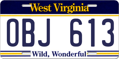 WV license plate OBJ613