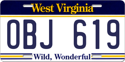 WV license plate OBJ619