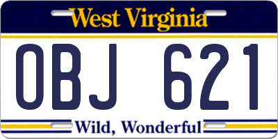 WV license plate OBJ621