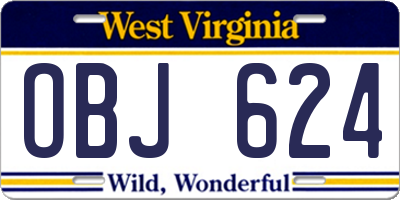 WV license plate OBJ624