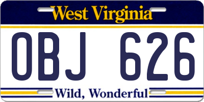WV license plate OBJ626