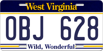 WV license plate OBJ628