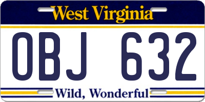 WV license plate OBJ632