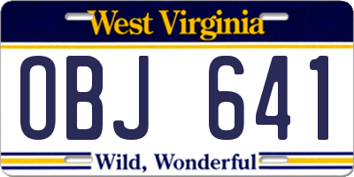 WV license plate OBJ641