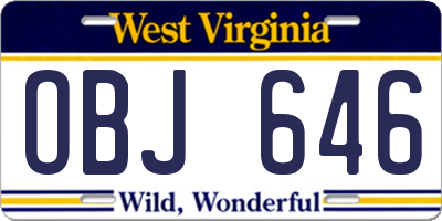 WV license plate OBJ646