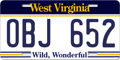 WV license plate OBJ652