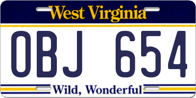 WV license plate OBJ654