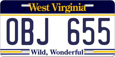 WV license plate OBJ655