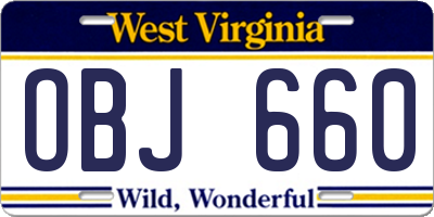 WV license plate OBJ660