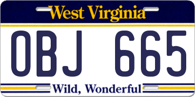 WV license plate OBJ665