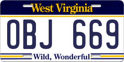 WV license plate OBJ669