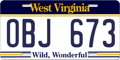 WV license plate OBJ673