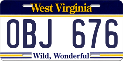WV license plate OBJ676