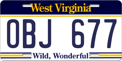 WV license plate OBJ677