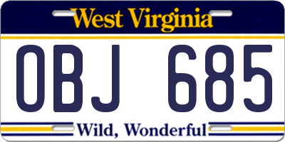 WV license plate OBJ685