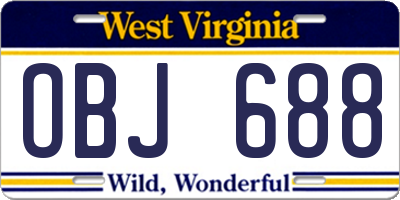 WV license plate OBJ688