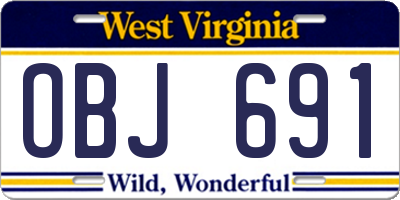 WV license plate OBJ691