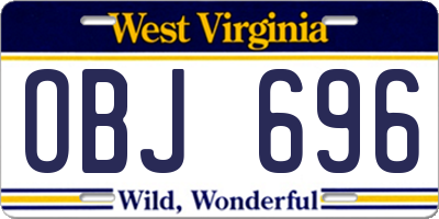 WV license plate OBJ696