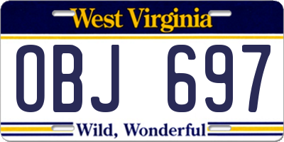 WV license plate OBJ697