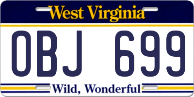 WV license plate OBJ699
