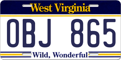 WV license plate OBJ865
