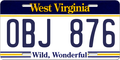 WV license plate OBJ876
