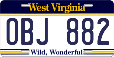 WV license plate OBJ882