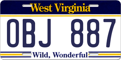 WV license plate OBJ887