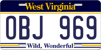 WV license plate OBJ969