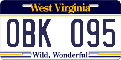 WV license plate OBK095