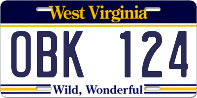 WV license plate OBK124