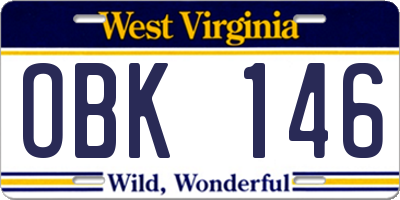 WV license plate OBK146