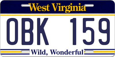 WV license plate OBK159