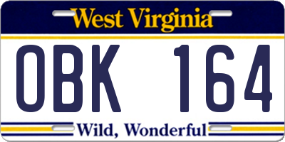 WV license plate OBK164